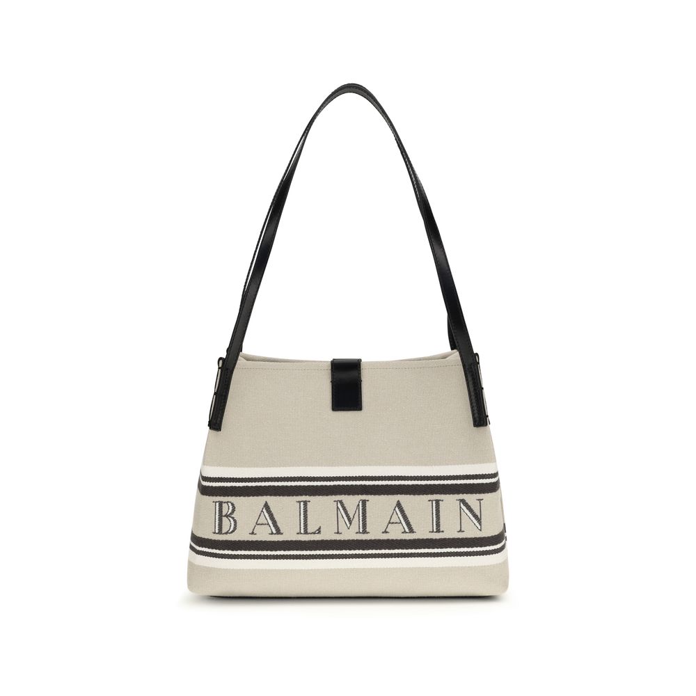 Balmain bež pamučna tote torba s logotipom