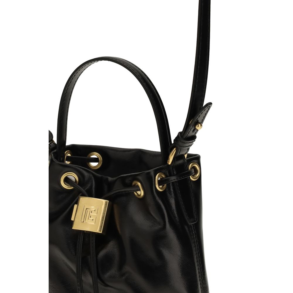Balmain Pulse crna kožna bucket torbica