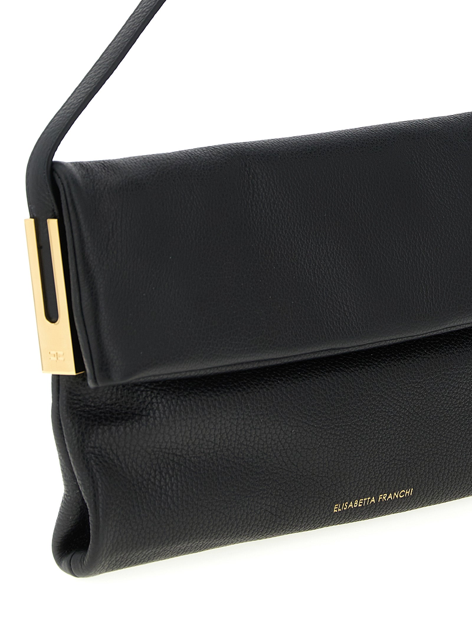 Elisabetta Franchi Black Calfskin Shoulder Bag