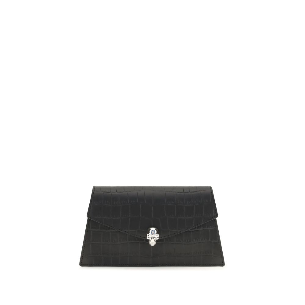 Alexander McQueen Mini Skull – Black Croc-Embossed Leather Clutch – product photo 1 | Privé Polaï