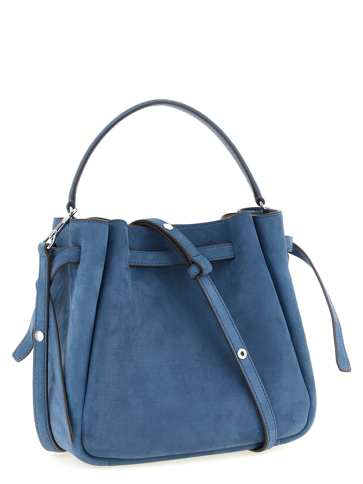 Tory Burch Romy Bucket – Blue Nubuck Leather Bag – product photograph 2 | Privé Polaï
