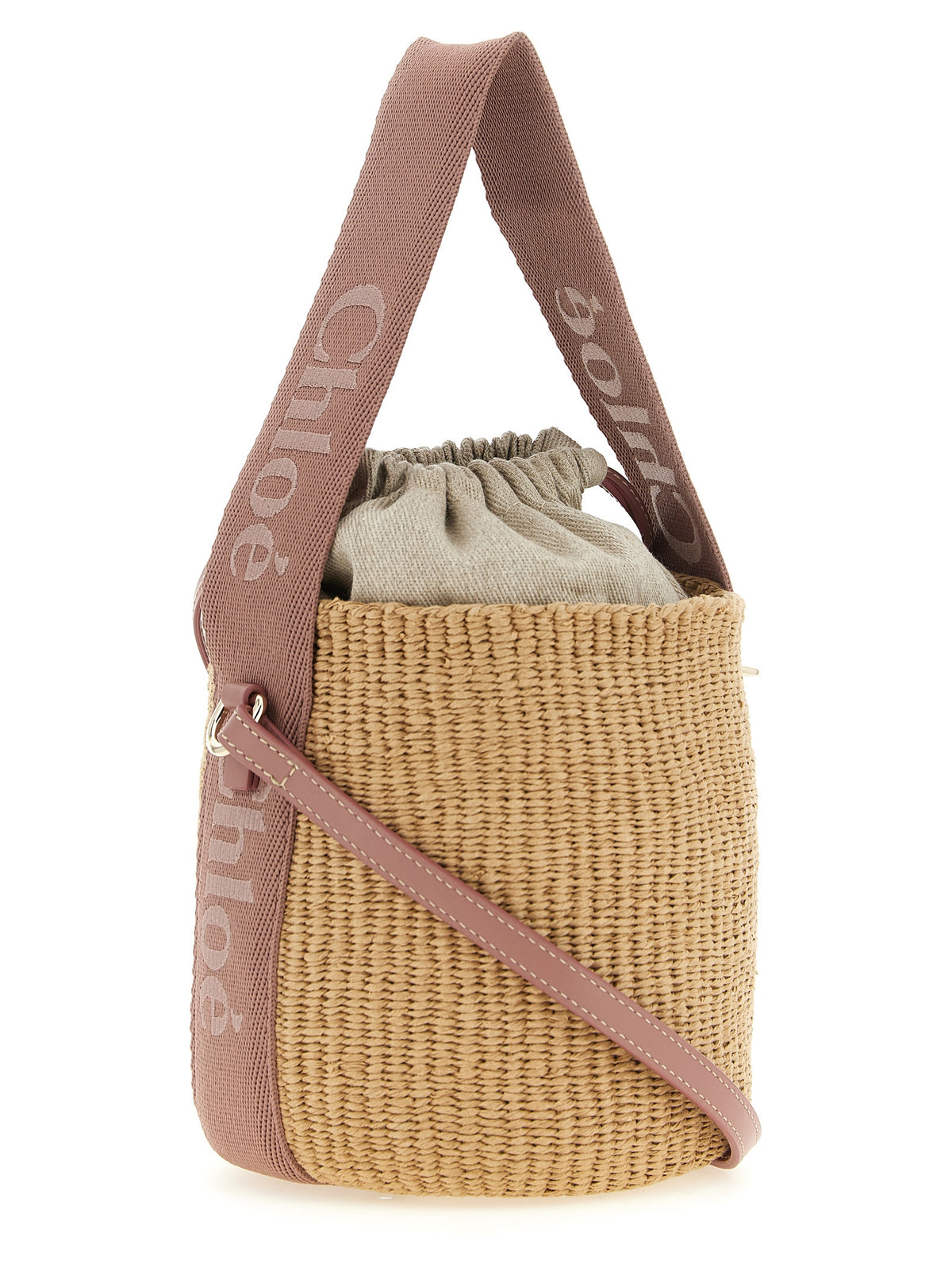 Chloé Woody Small – Beige Woven Bucket Bag – product photo 2 | Privé Polaï