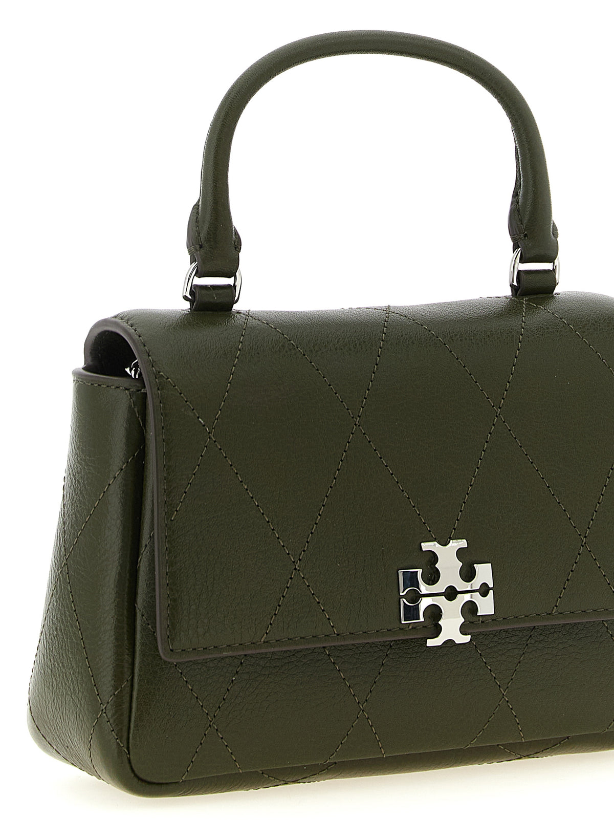 Tory Burch Charlie Mini – Green Quilted Leather Bag – product photograph 3 | Privé Polaï