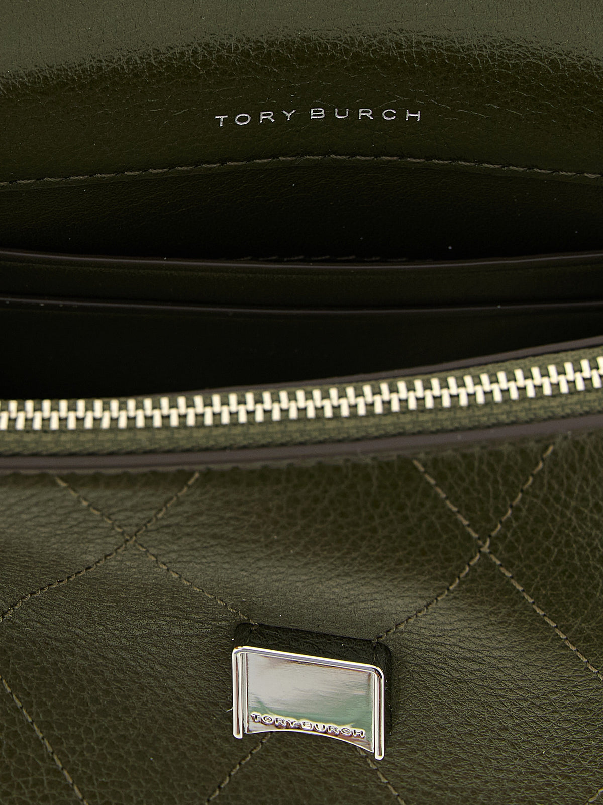 Tory Burch Charlie Mini – Green Quilted Leather Bag – product photograph 4 | Privé Polaï
