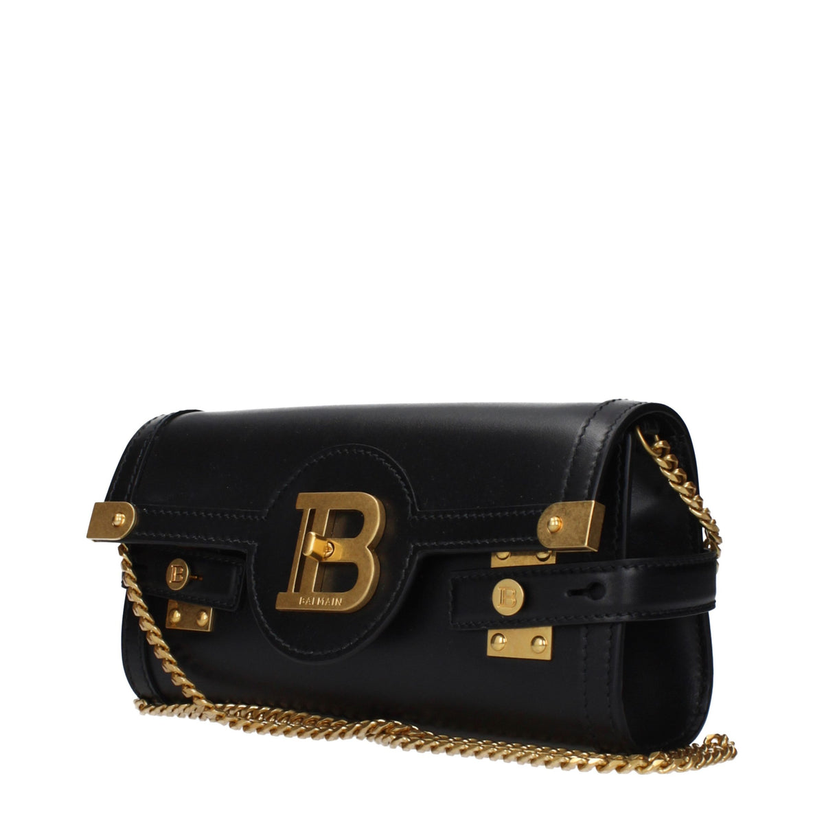 Balmain crna kožna clutch torbica s remenom