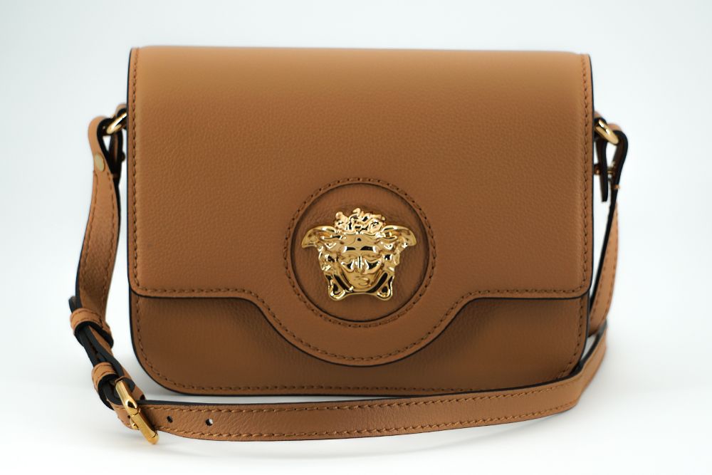 Versace Elegant Calf Leather Shoulder Bag in Brown – luxury by Versace | PrivePolai