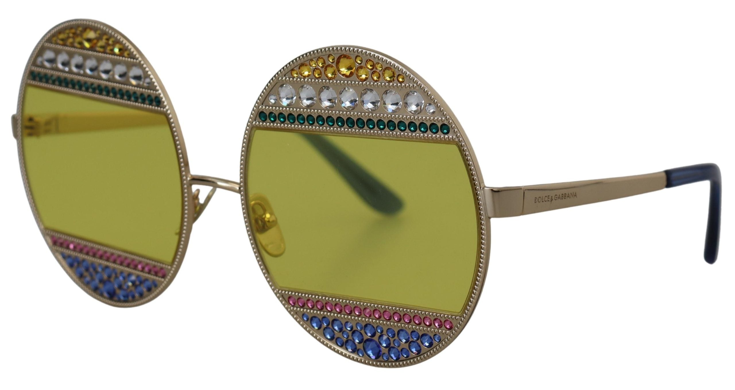 Dolce & Gabbana Crystal Embellished Gold Oval Sunglasses – luxury by Dolce & Gabbana | PrivePolai