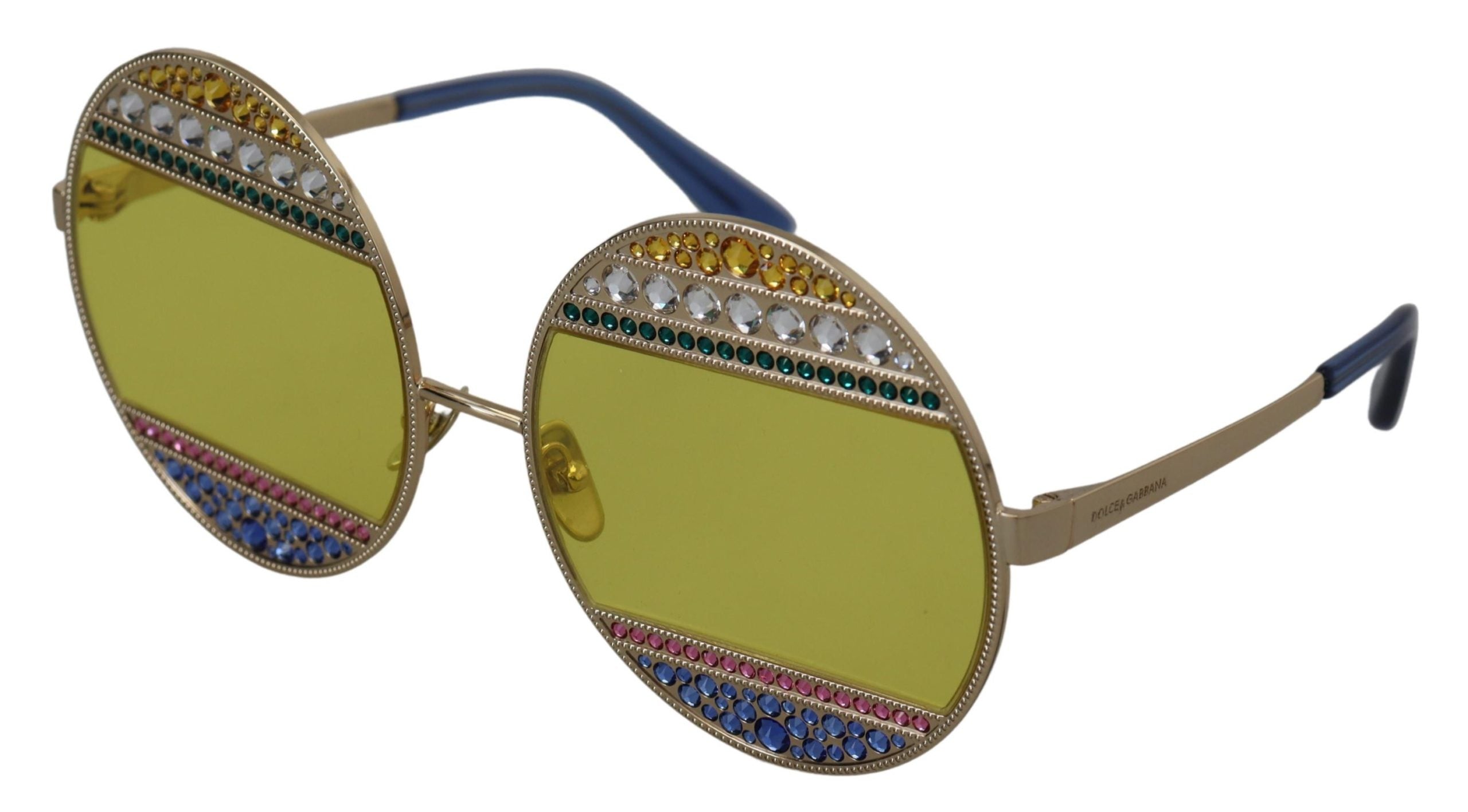 Dolce & Gabbana Crystal Embellished Gold Oval Sunglasses – luxury by Dolce & Gabbana | PrivePolai