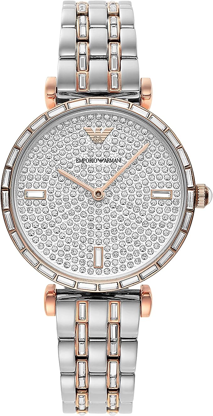Emporio Armani Elegant Two-Tone Crystal Pave Watch – luxury by Emporio Armani | PrivePolai