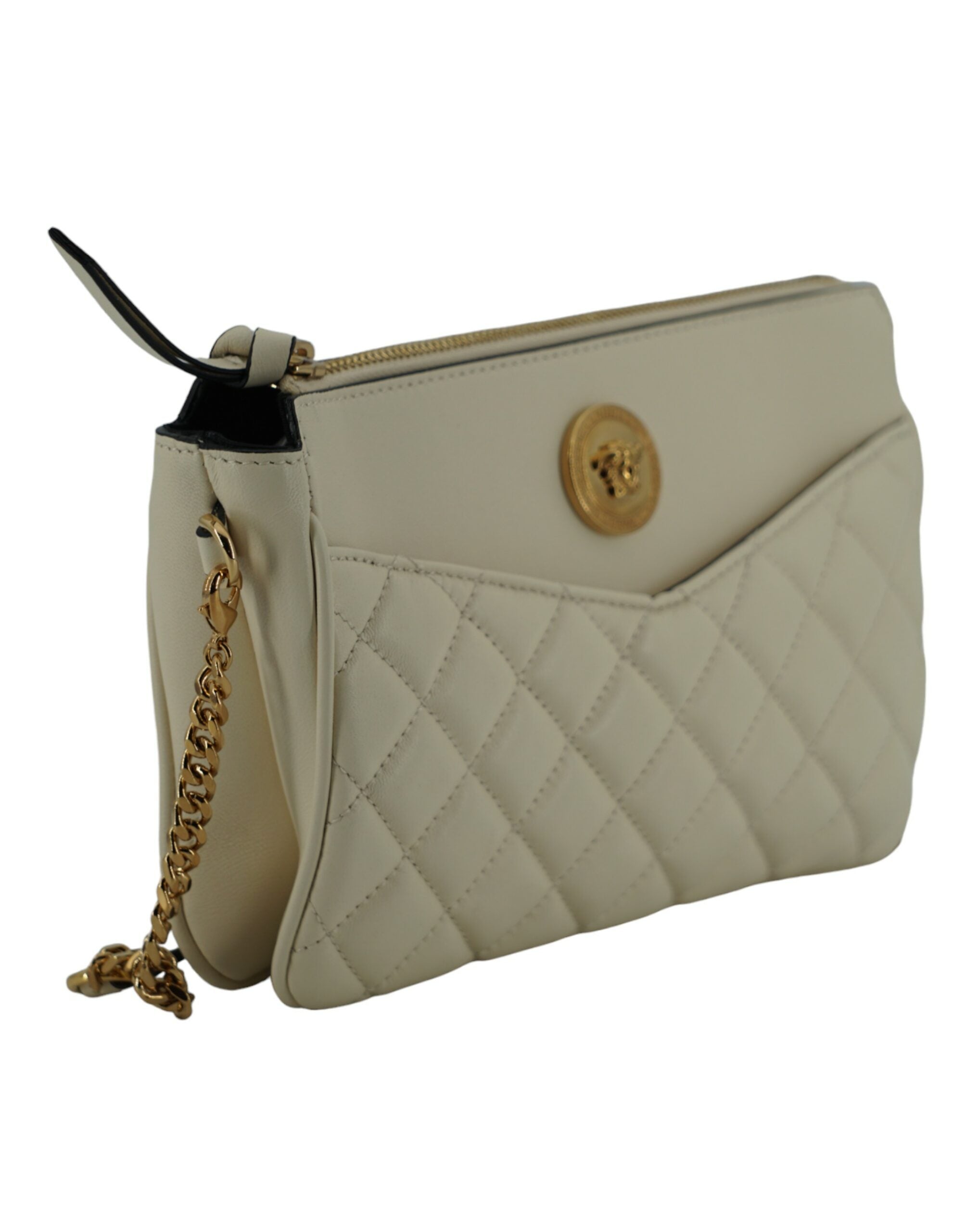 Versace Elegant White Lamb Leather Crossbody Pouch – luxury by Versace | PrivePolai
