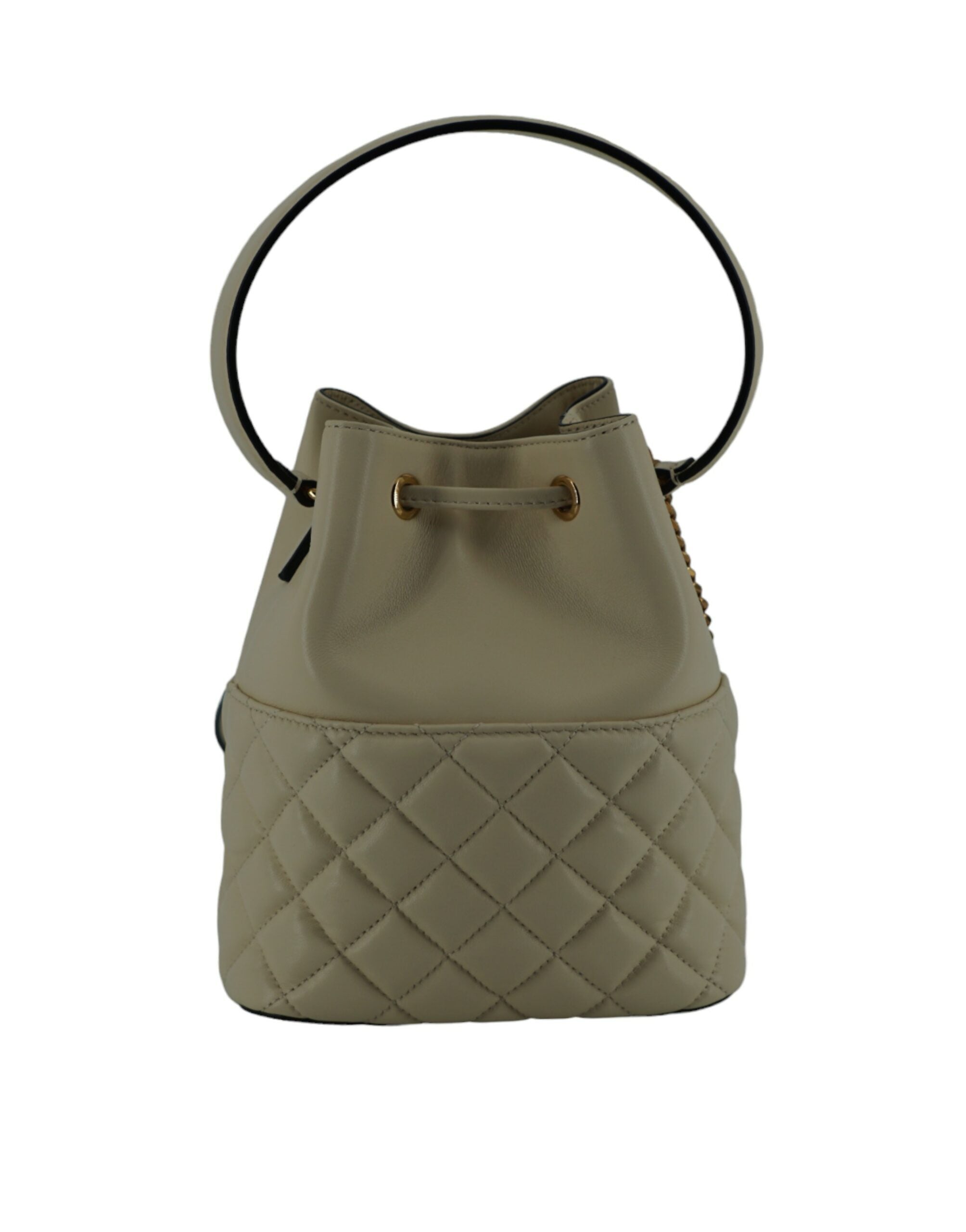 Versace Elegant Small White Leather Bucket Shoulder Bag – luxury by Versace | PrivePolai