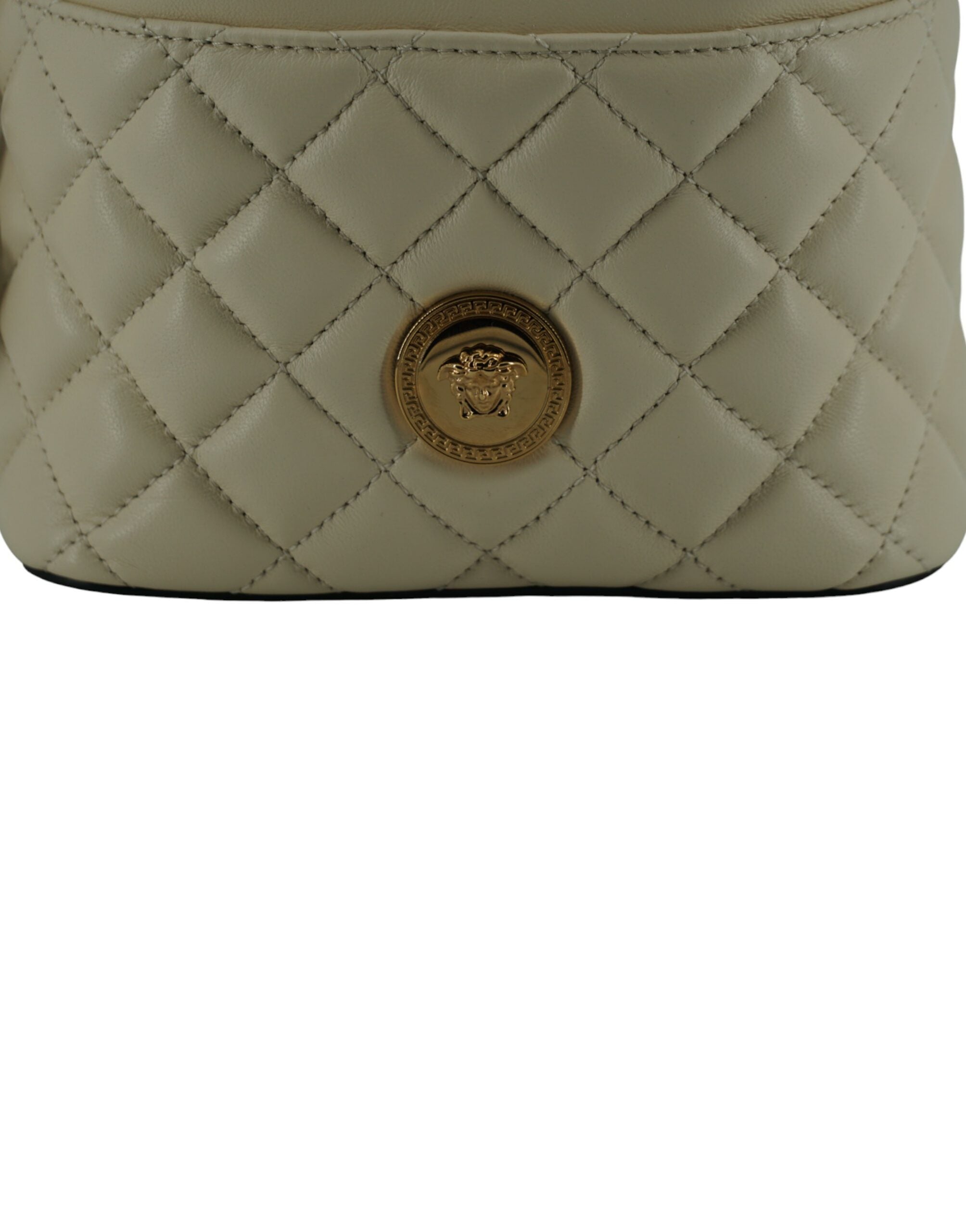Versace Elegant Small White Leather Bucket Shoulder Bag – luxury by Versace | PrivePolai