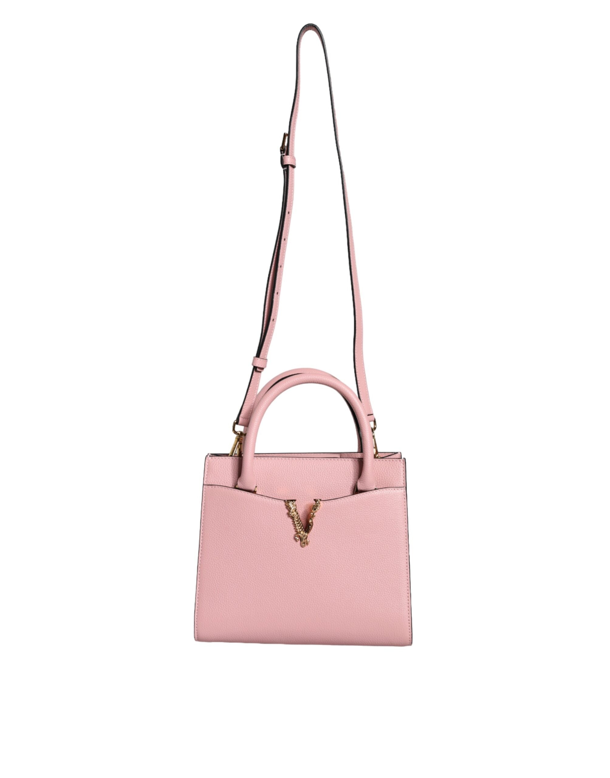 Versace Pink Small Top Handle Grainy Calf Leather Crossbody Bag – luxury by Versace | PrivePolai