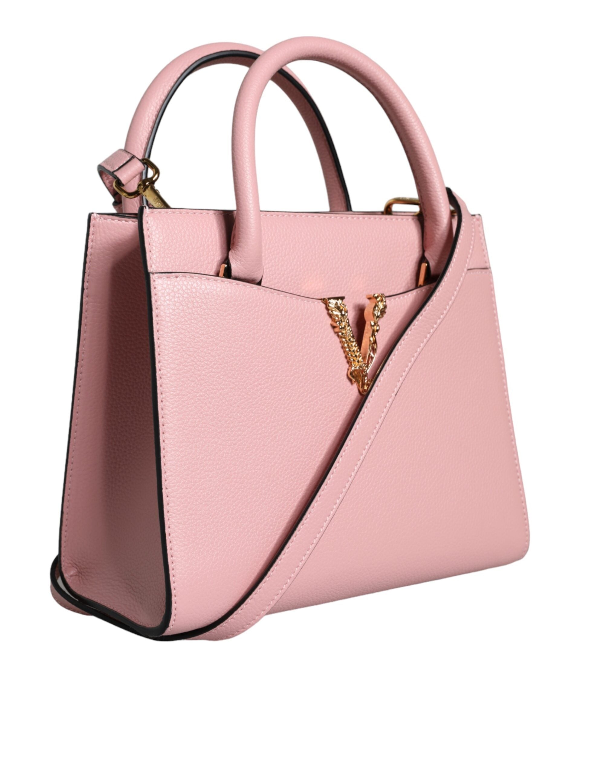 Versace Pink Small Top Handle Grainy Calf Leather Crossbody Bag – luxury by Versace | PrivePolai