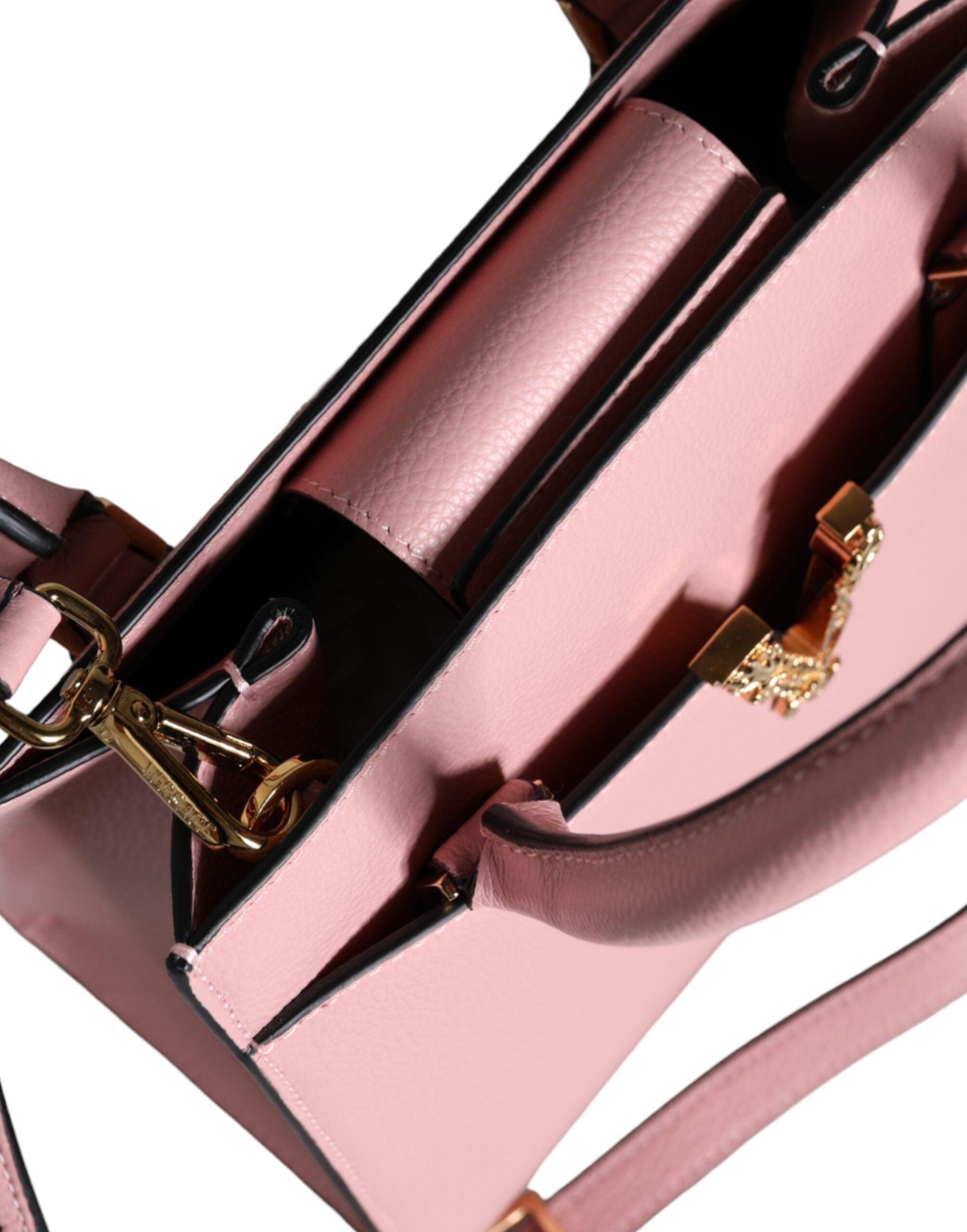 Versace Pink Small Top Handle Grainy Calf Leather Crossbody Bag – luxury by Versace | PrivePolai