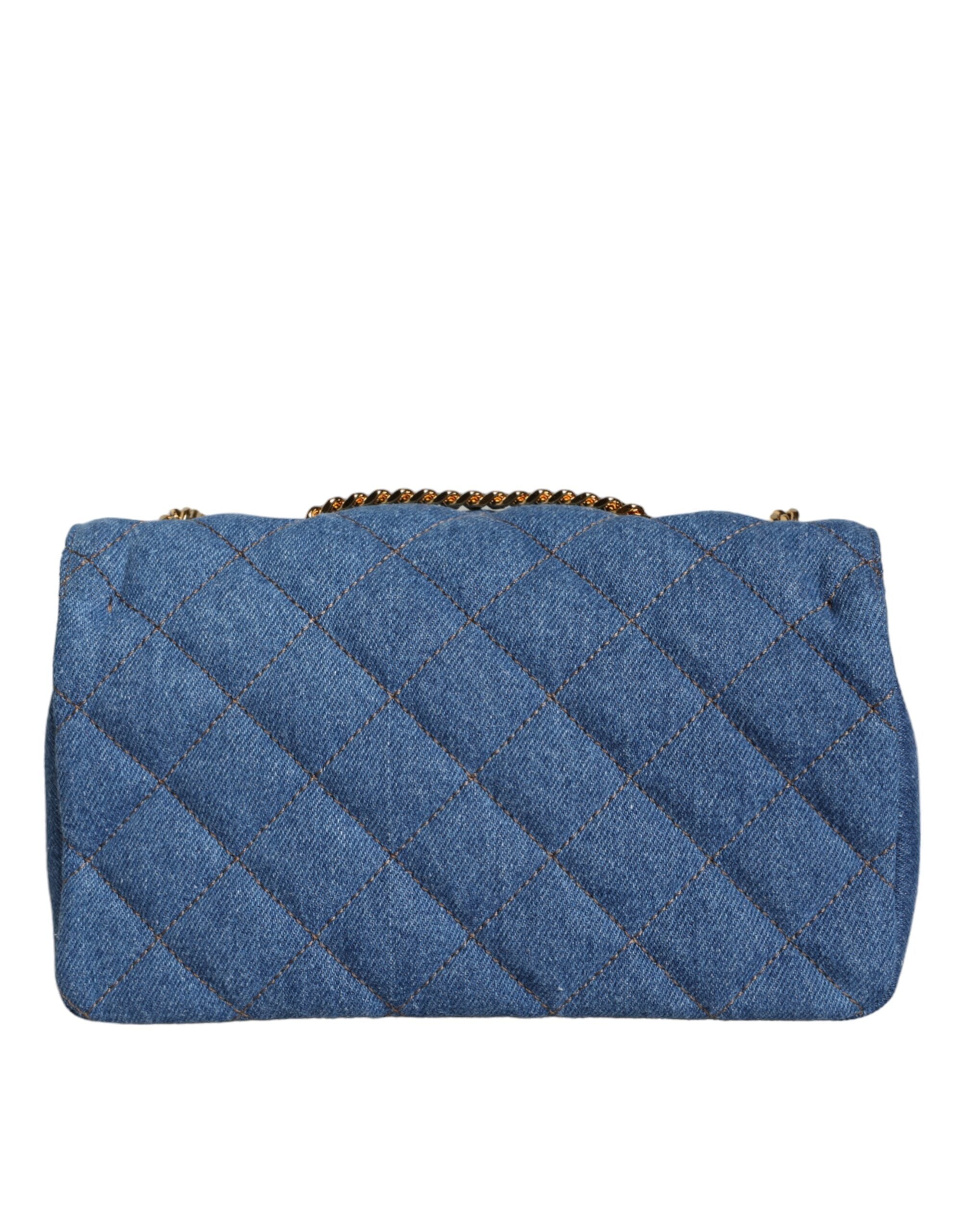 Versace Blue Quilted Denim Leather Crossbody Shoulder Bag – luxury by Versace | PrivePolai
