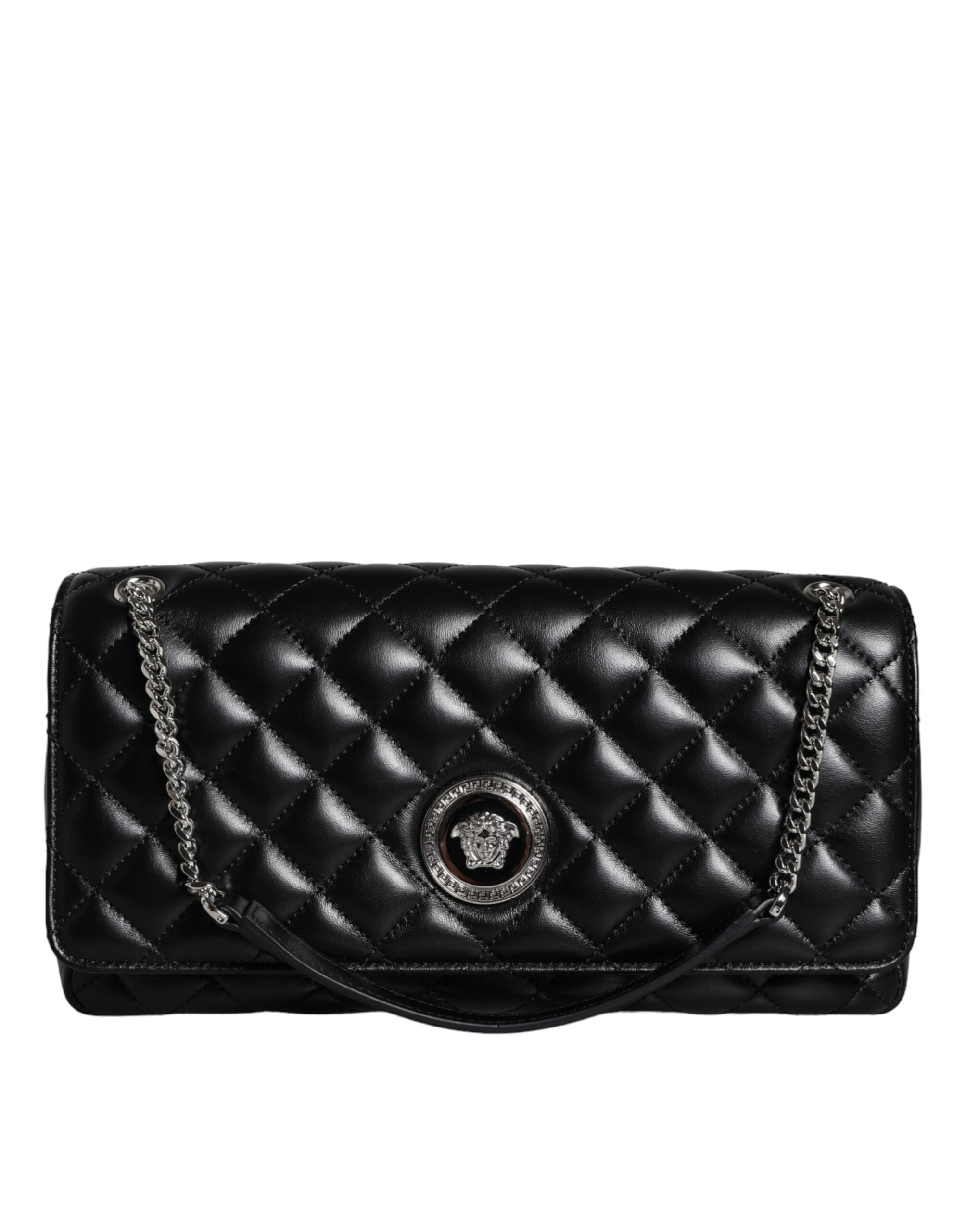 Versace Black Quilted Lambskin Leather Crossbody Shoulder Bag – luxury by Versace | PrivePolai