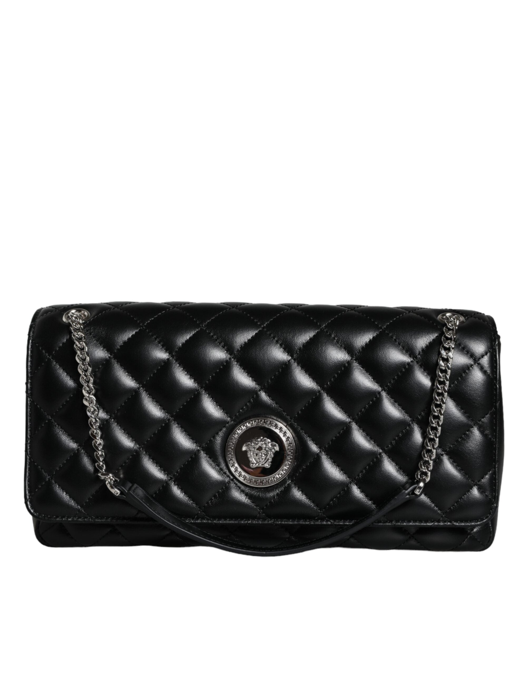 Versace Black Quilted Lambskin Leather Crossbody Shoulder Bag – luxury by Versace | PrivePolai