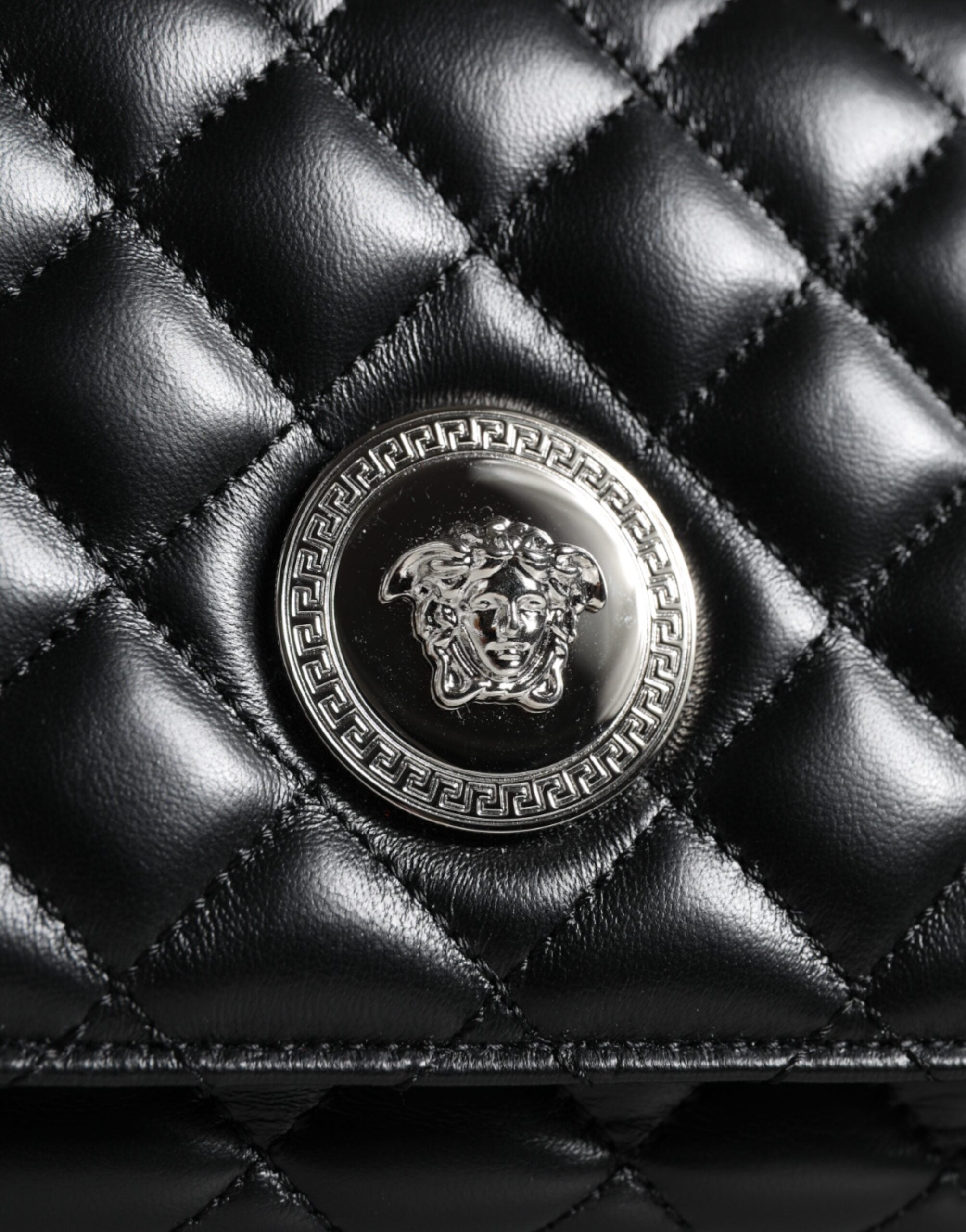 Versace Black Quilted Lambskin Leather Crossbody Shoulder Bag – luxury by Versace | PrivePolai