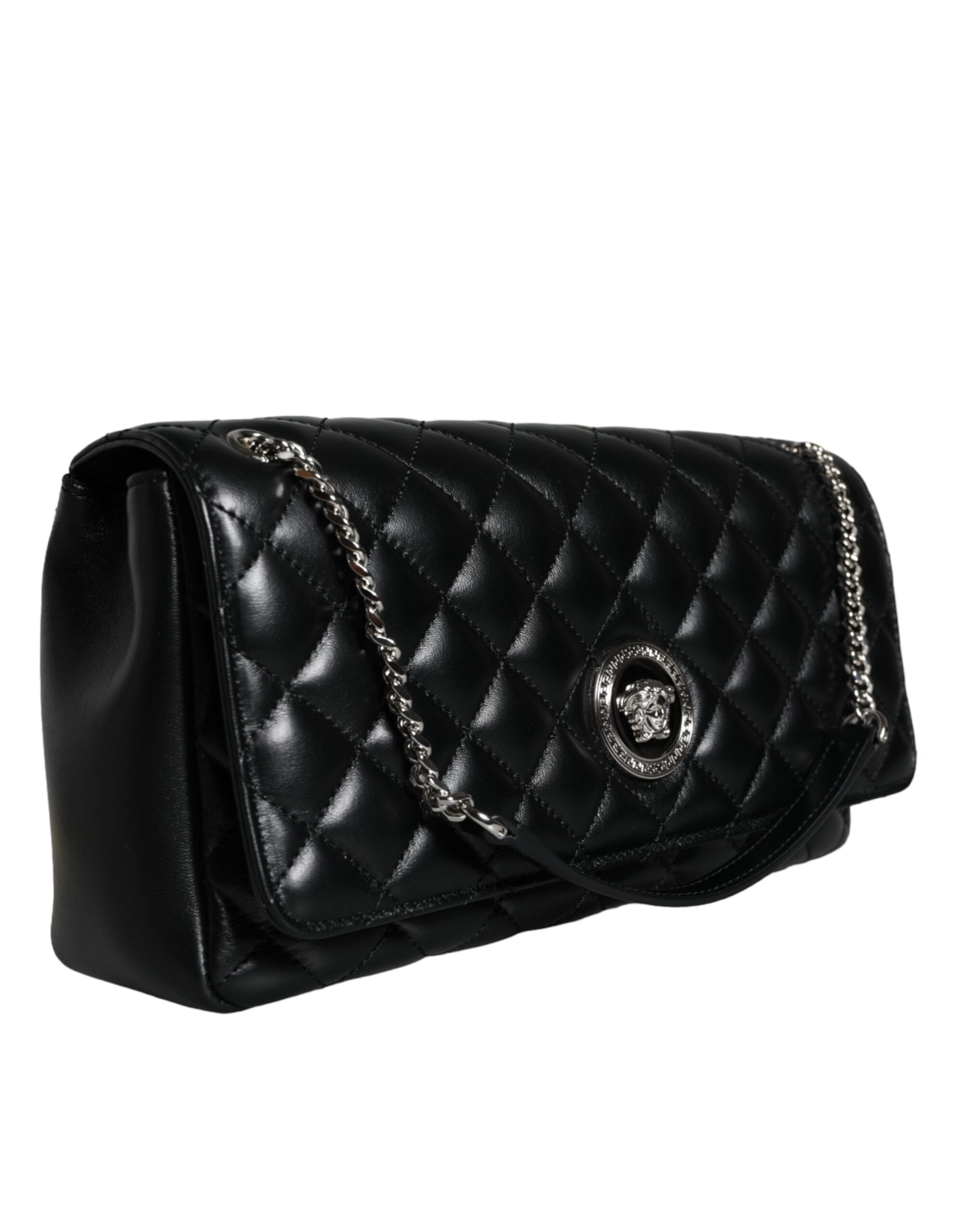 Versace Black Quilted Lambskin Leather Crossbody Shoulder Bag – luxury by Versace | PrivePolai