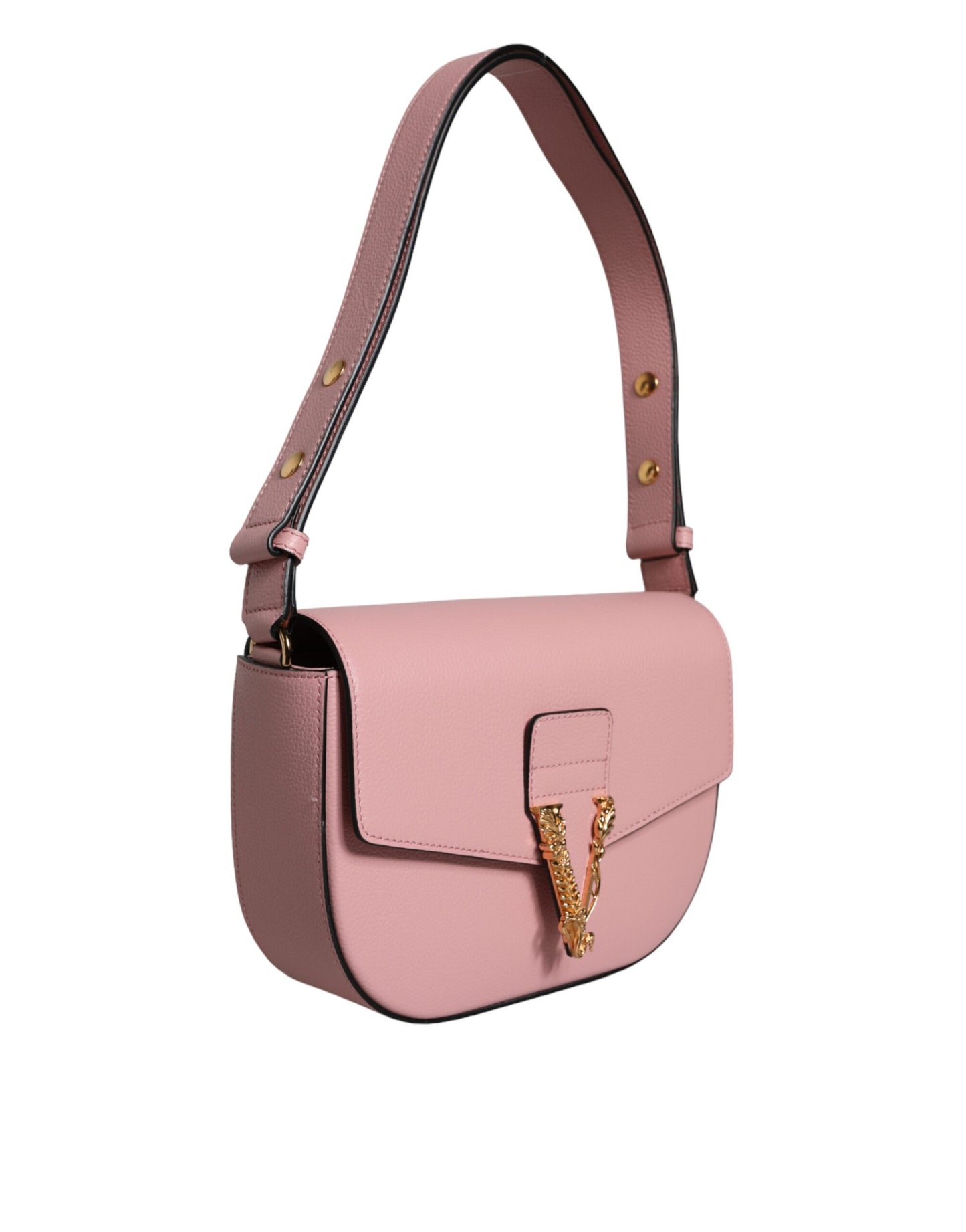 Versace Pink Grainy Calf Leather Logo Crossbody Shoulder Bag – luxury by Versace | PrivePolai