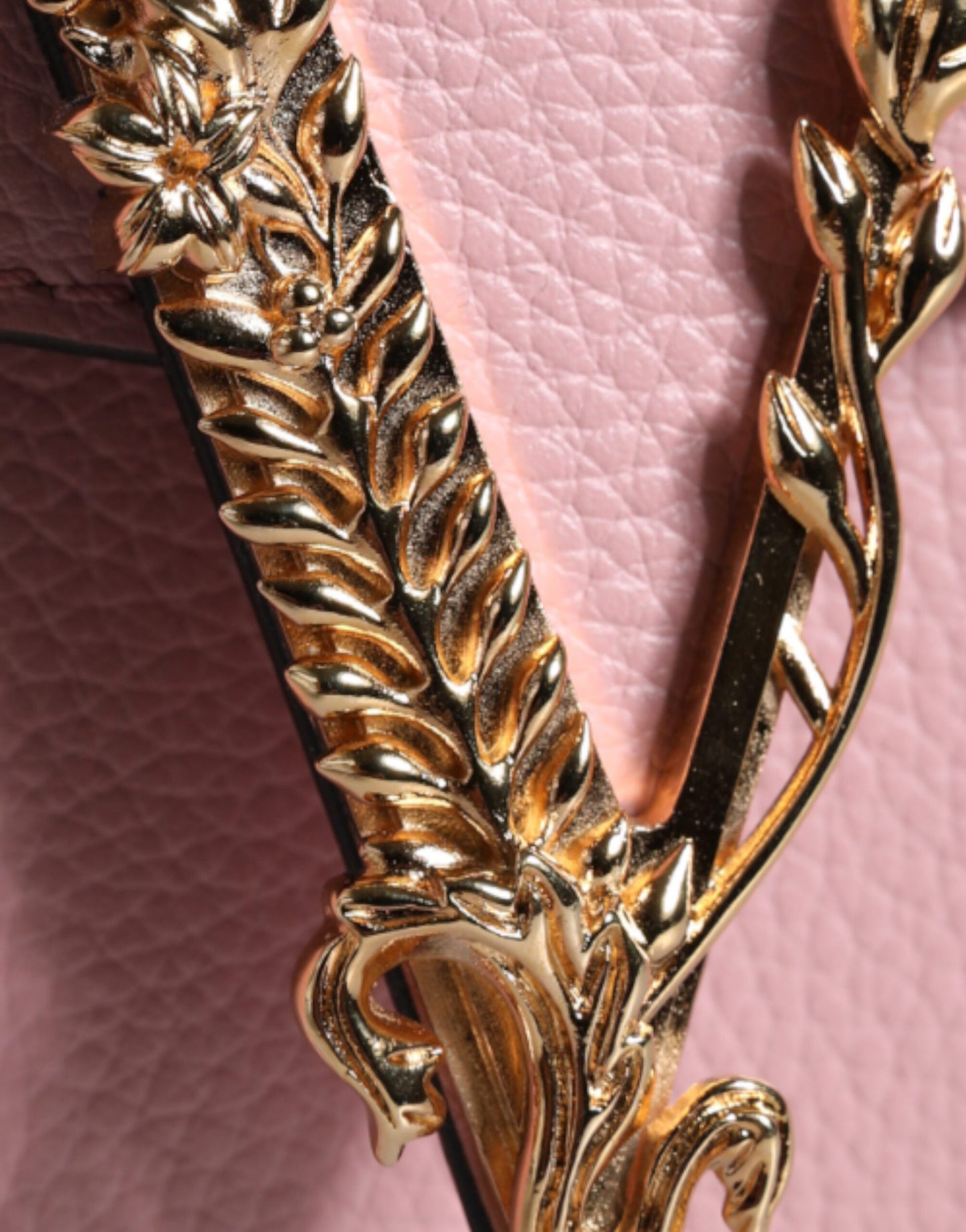 Versace Pink Grainy Calf Leather Logo Crossbody Shoulder Bag – luxury by Versace | PrivePolai