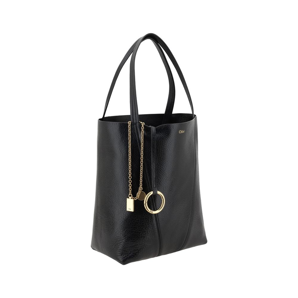 Chloé Spin – Black Grained Leather Tote Bag – product photo 2 | Privé Polaï