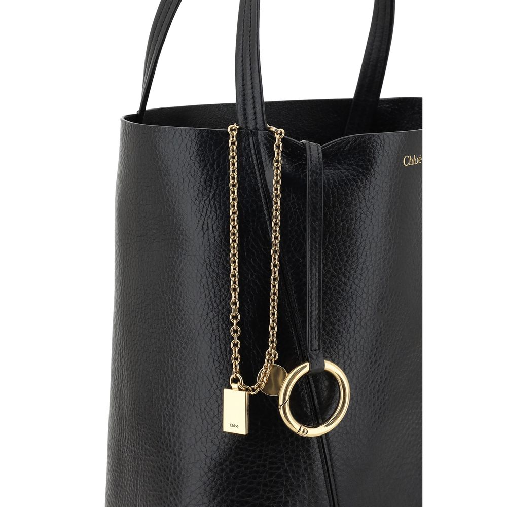 Chloé Spin – Black Grained Leather Tote Bag – product photo 4 | Privé Polaï