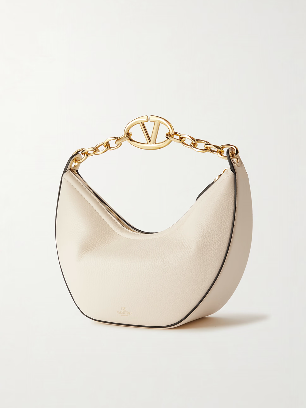 Valentino Garavani Ivory Leather Small Hobo Vlogo Shoulder Bag – luxury by Valentino Garavani | PrivePolai