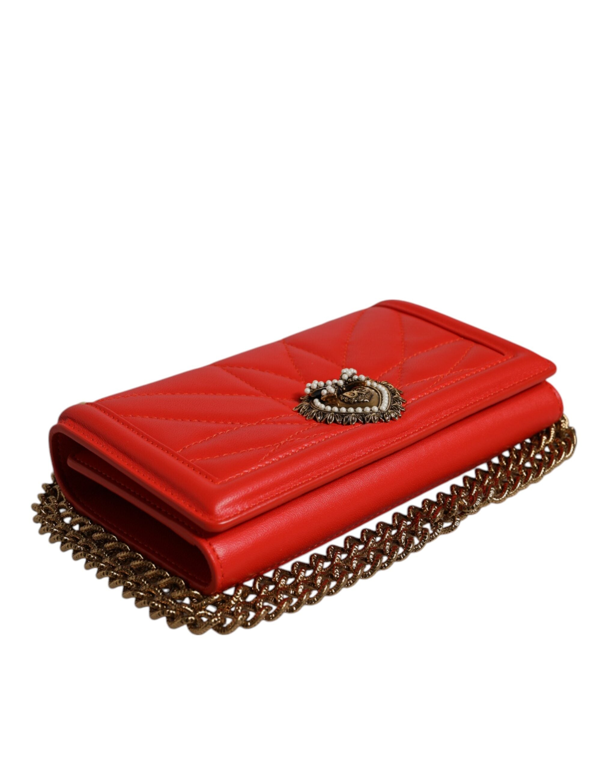 Dolce & Gabbana Red Quilted Devotion Crossbody Chain Phone Cover Bag – luxury by Dolce & Gabbana | PrivePolai