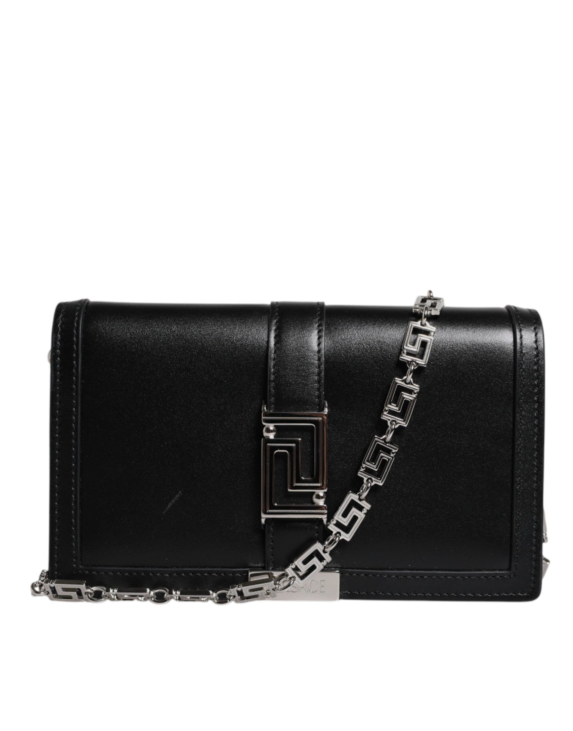 Versace Black Calfskin Leather Chain Strap Shoulder Crossbody Bag – luxury by Versace | PrivePolai