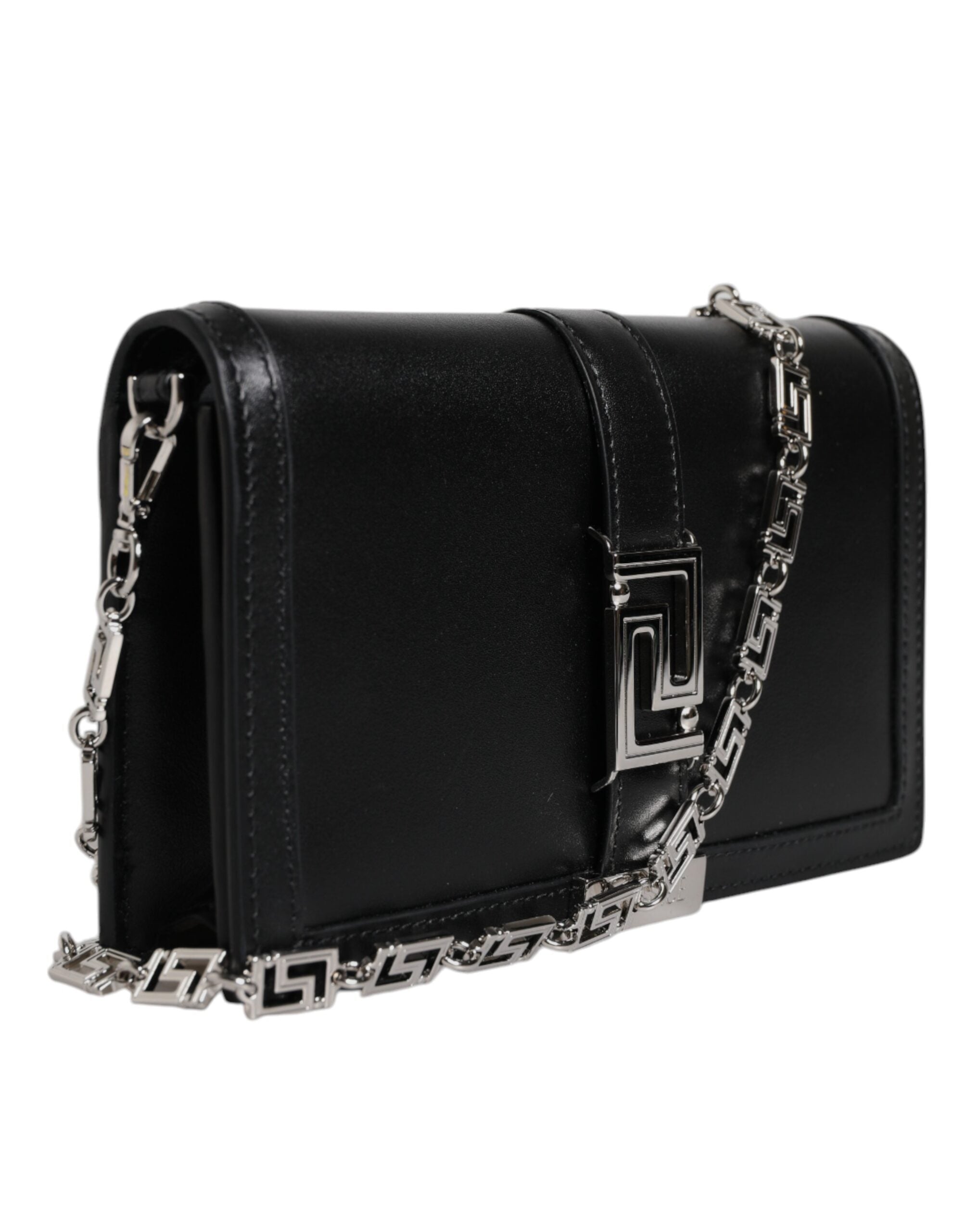 Versace Black Calfskin Leather Chain Strap Shoulder Crossbody Bag – luxury by Versace | PrivePolai