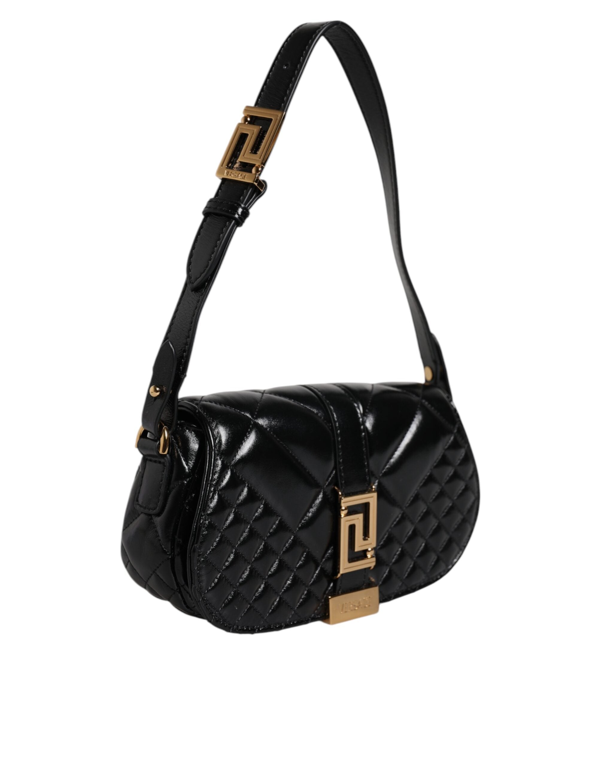 Versace Black Calf Leather Quilted Shoulder Strap Bag – luxury by Versace | PrivePolai