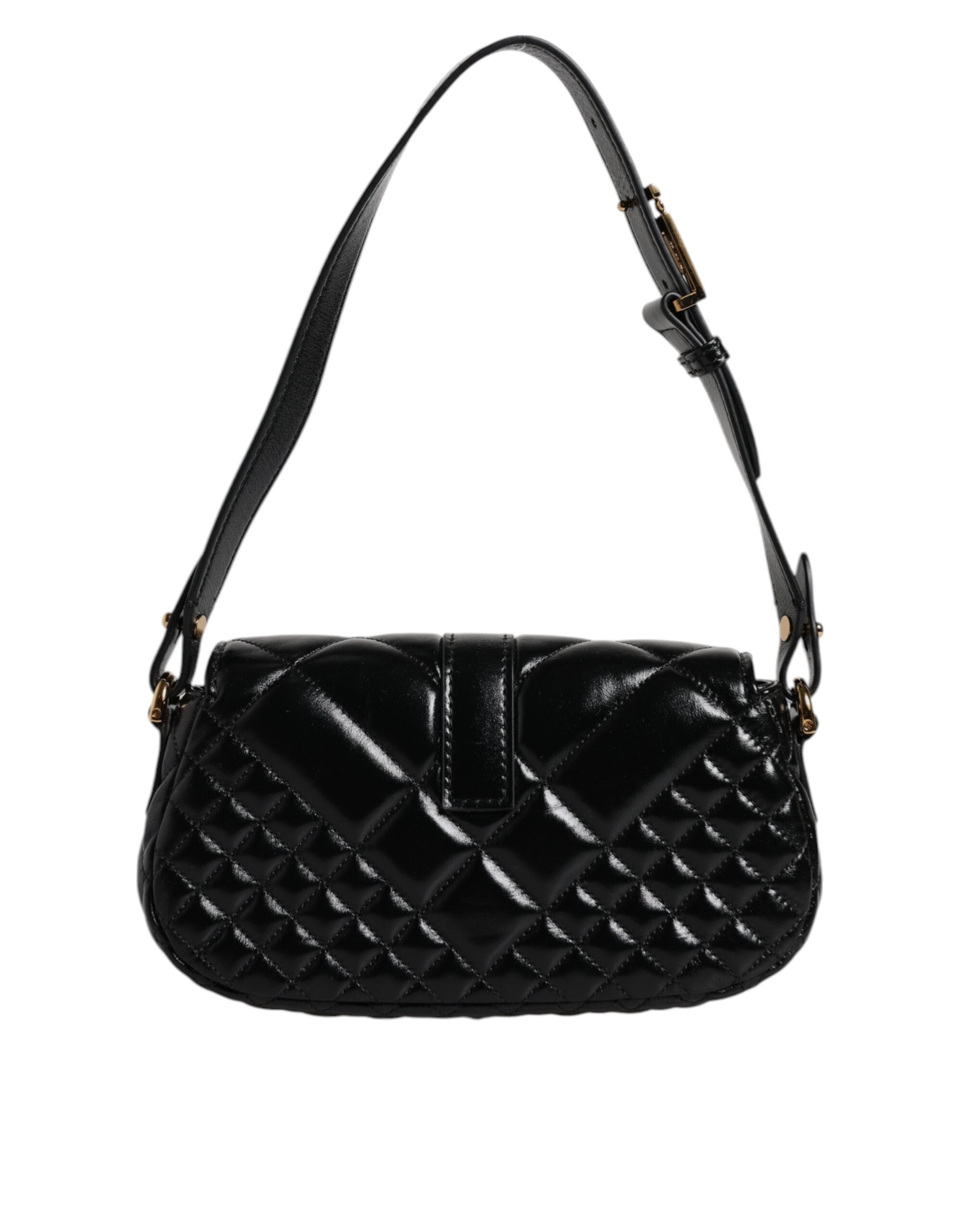 Versace Black Calf Leather Quilted Shoulder Strap Bag – luxury by Versace | PrivePolai
