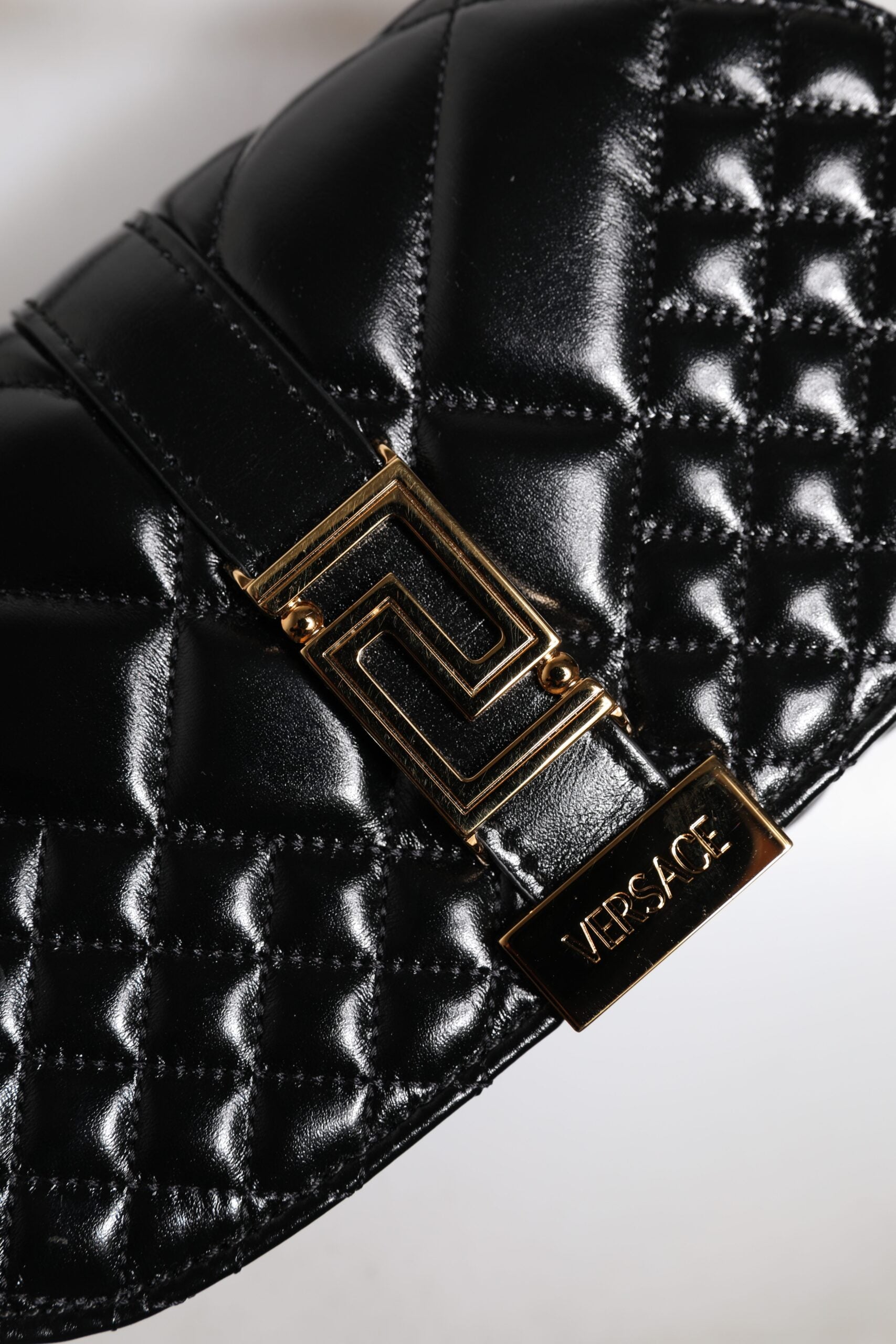 Versace Black Calf Leather Quilted Shoulder Strap Bag – luxury by Versace | PrivePolai