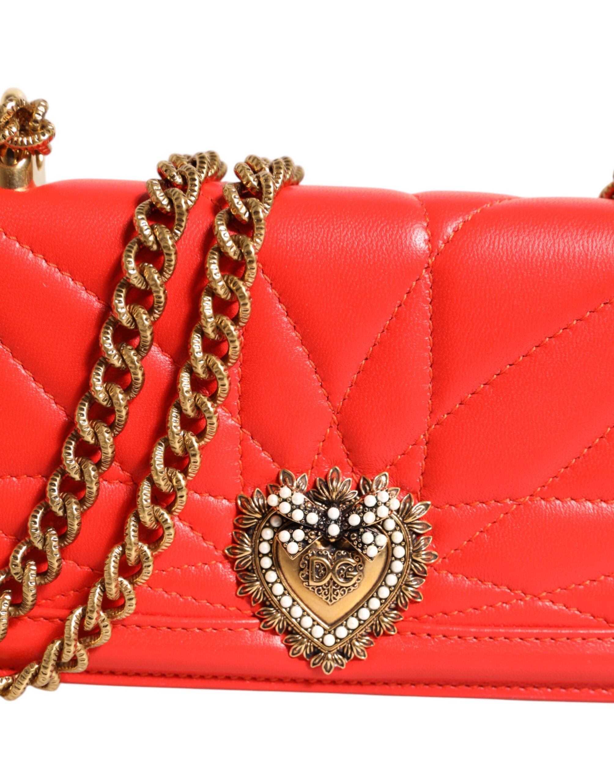 Dolce & Gabbana Red Leather Quilted Devotion Crossbody Phone Cover Bag – luxury by Dolce & Gabbana | PrivePolai