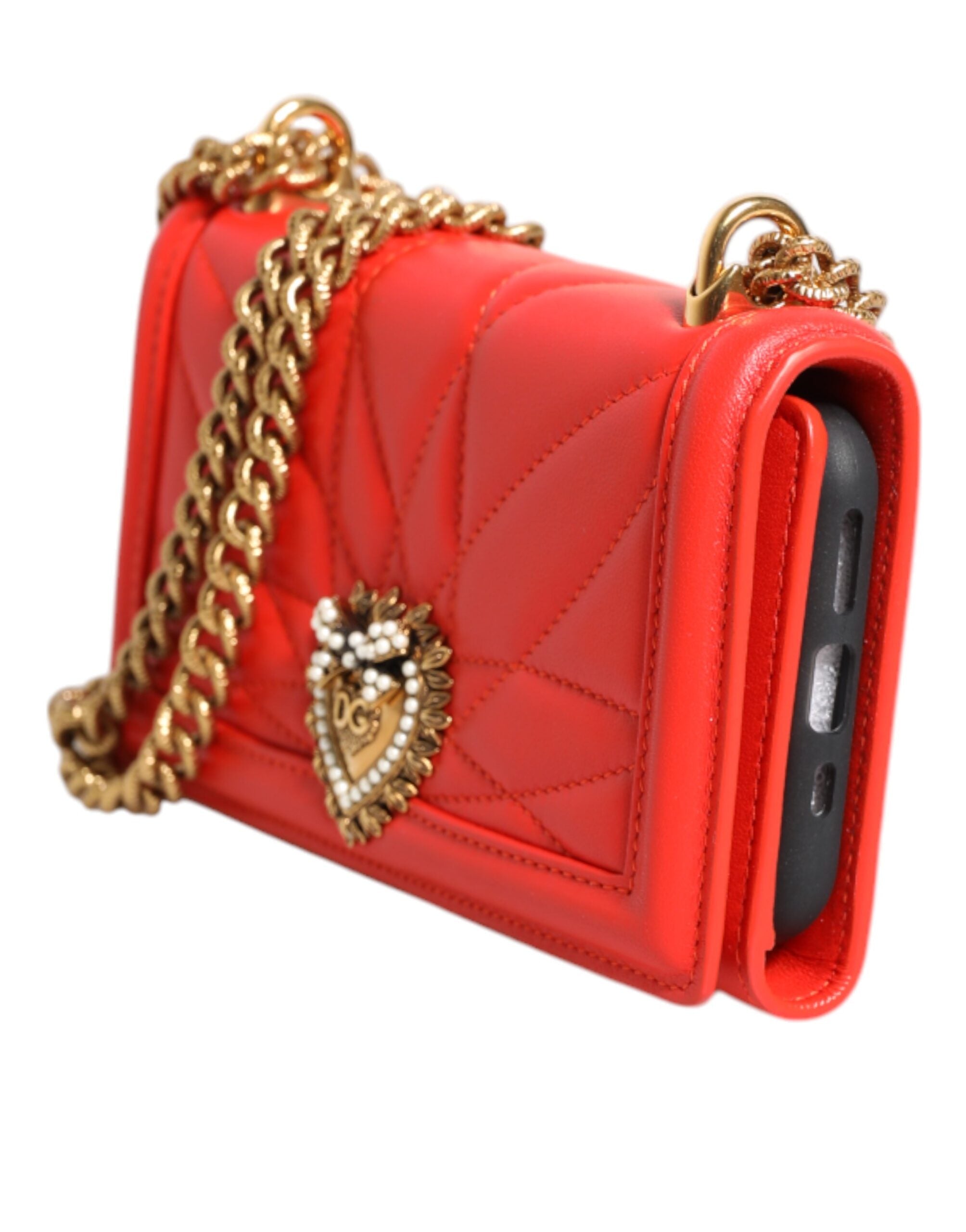 Dolce & Gabbana Red Leather Quilted Devotion Crossbody Phone Cover Bag – luxury by Dolce & Gabbana | PrivePolai