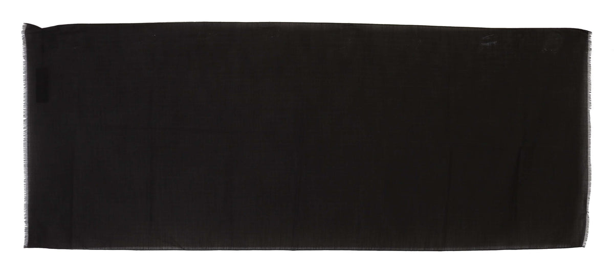 Dolce & Gabbana Dark Gray Virgin Wool Striped Pattern Wrap Scarf