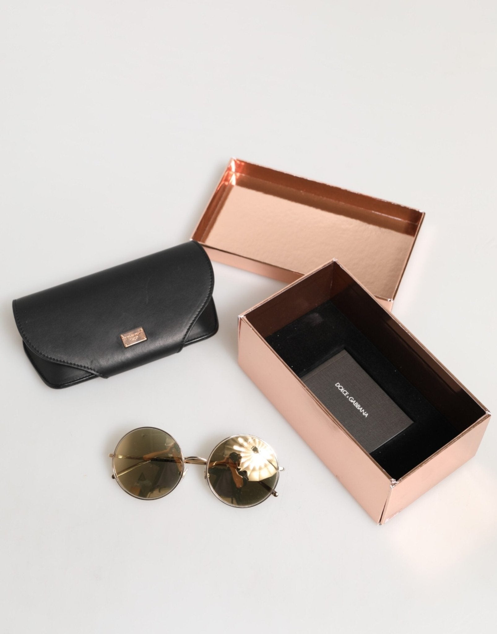 Dolce & Gabbana Dolce & Gabbana Gold Metal Round Shades Eyewear Sunglasses - Luxury | PrivéPolai
