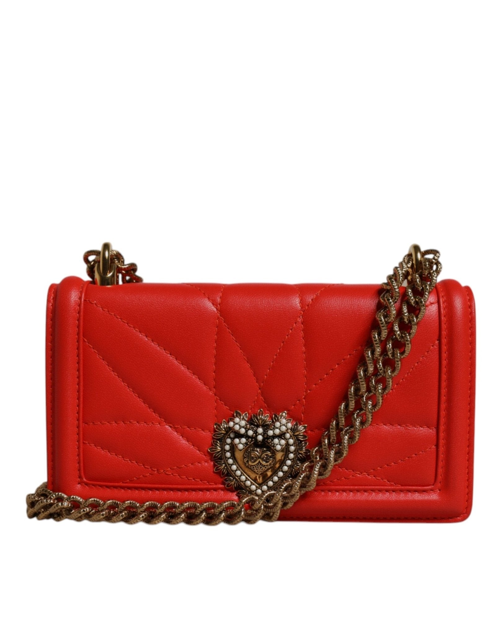 Dolce & Gabbana Dolce & Gabbana Red Quilted Devotion Crossbody Chain Phone Cover Bag - Luxury | PrivéPolai