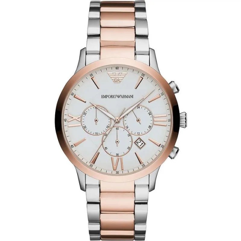 Emporio Armani Emporio Armani Silver and Bronze Steel Chronograph Watch - Luxury | PrivéPolai