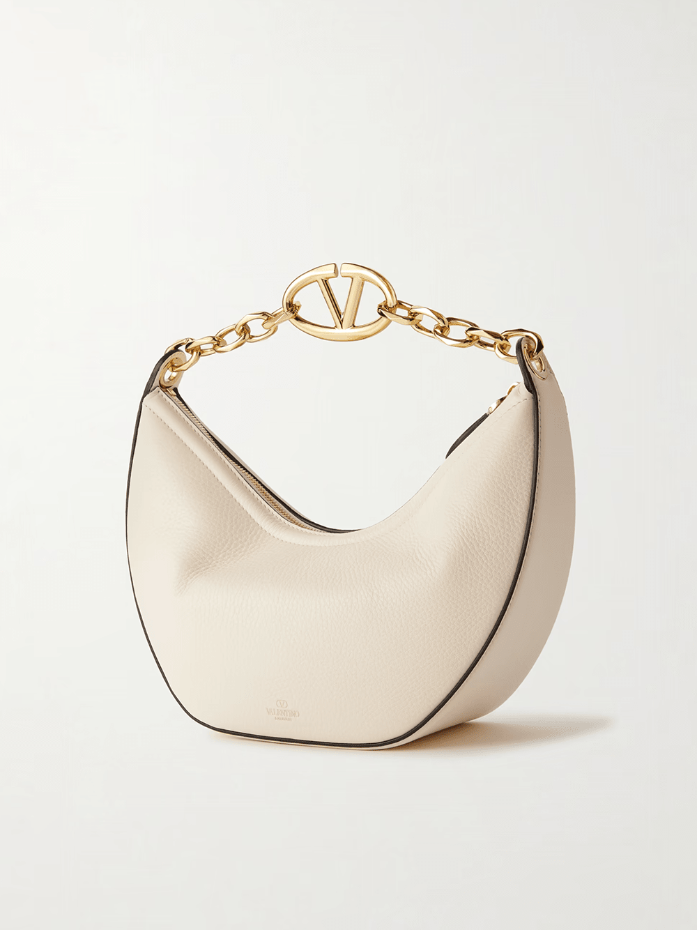 Valentino Garavani Valentino Garavani Ivory Leather Small Hobo Vlogo Shoulder Bag - Luxury | PrivéPolai