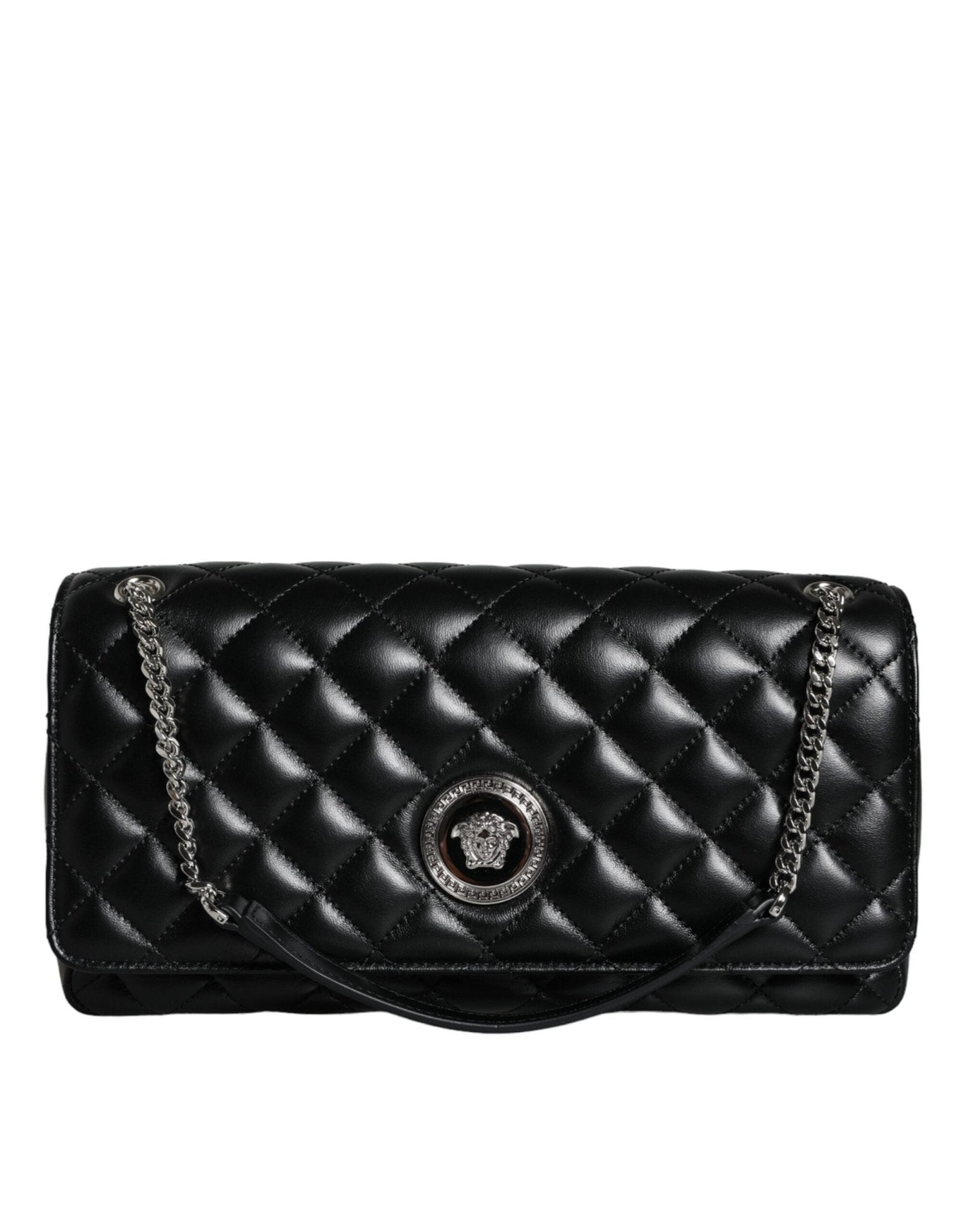 Versace Versace Black Quilted Lambskin Leather Crossbody Shoulder Bag - Luxury | PrivéPolai