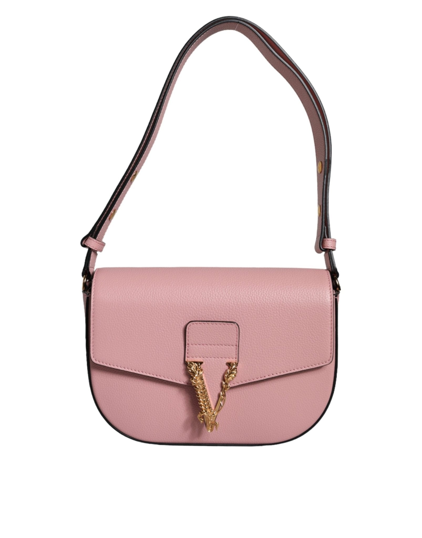 Versace Versace Pink Grainy Calf Leather Logo Crossbody Shoulder Bag - Luxury | PrivéPolai