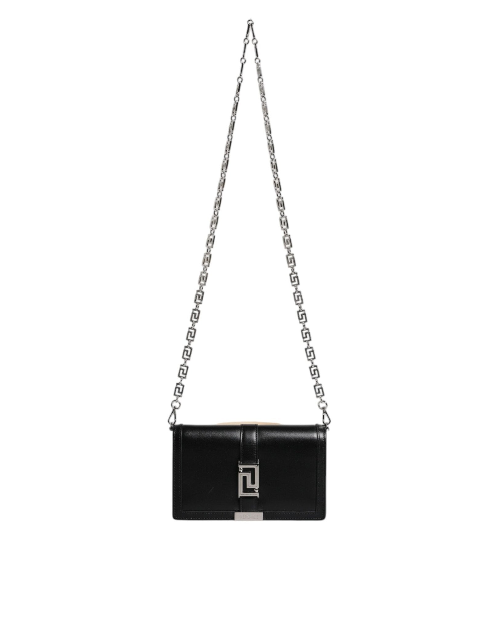Versace Versace Black Calfskin Leather Chain Strap Shoulder Crossbody Bag - Luxury | PrivéPolai
