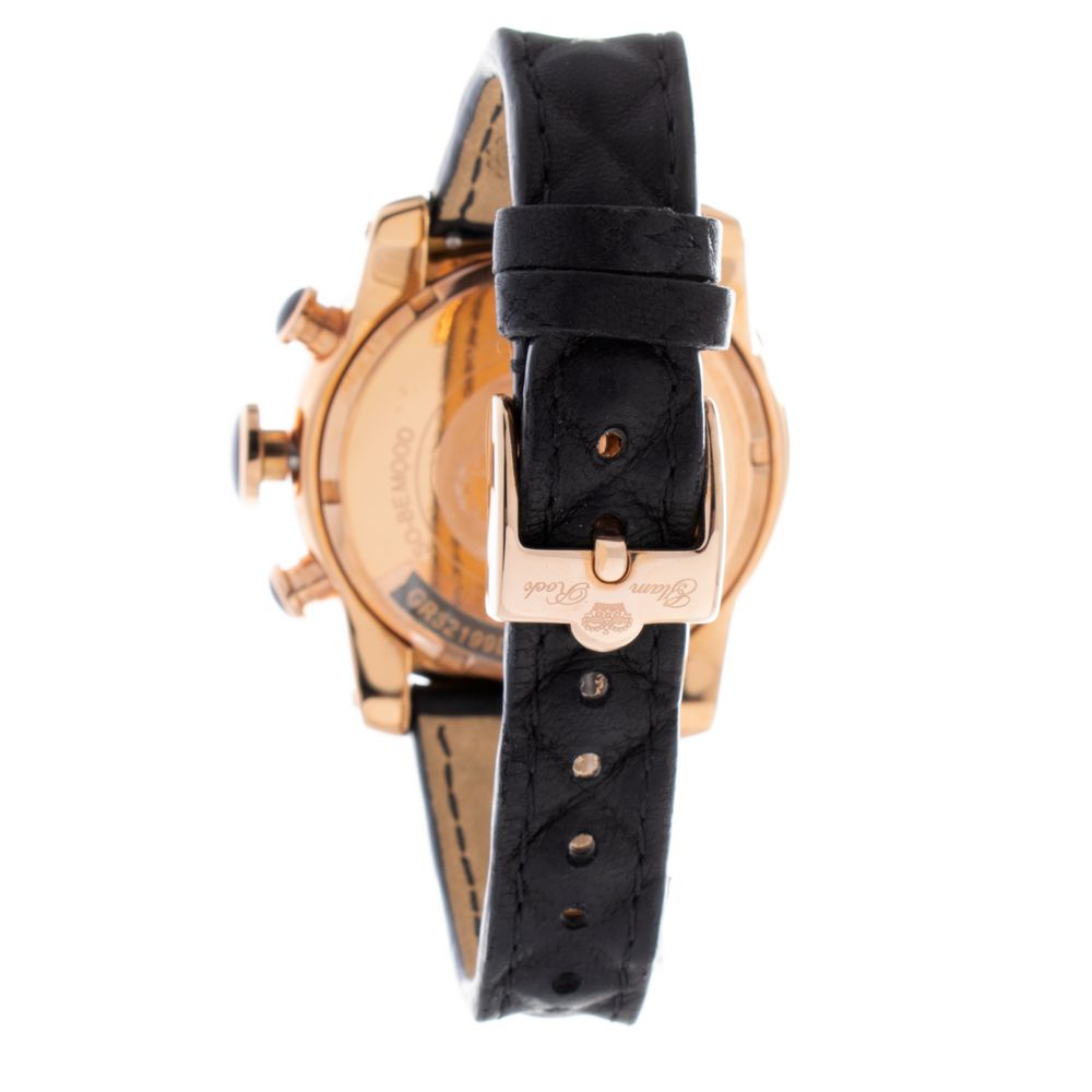 GLAM ROCK Black Leather Dress Watch