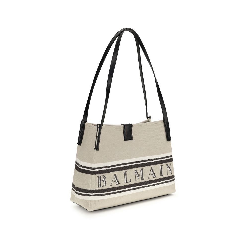 Balmain bež pamučna tote torba s logotipom
