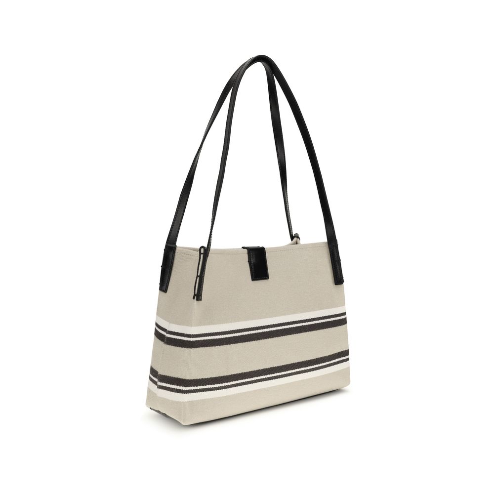 Balmain bež pamučna tote torba s logotipom