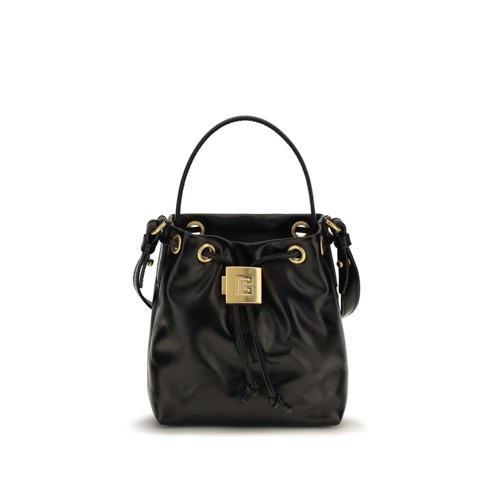 Balmain Pulse crna kožna bucket torbica