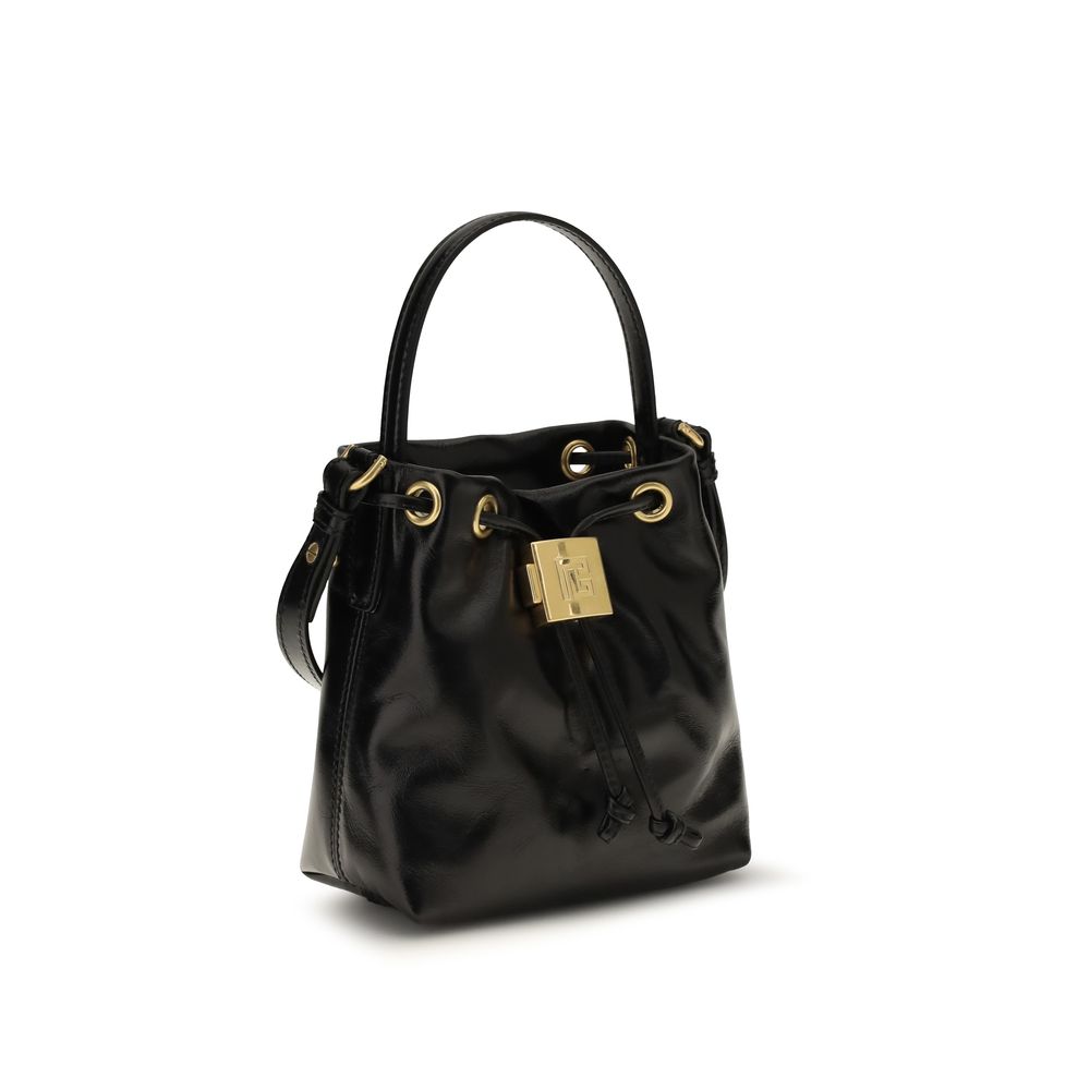 Balmain Pulse crna kožna bucket torbica